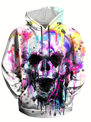 Y2K Skull 3D Print Hoodies Loose Pullover Men's Clothing
