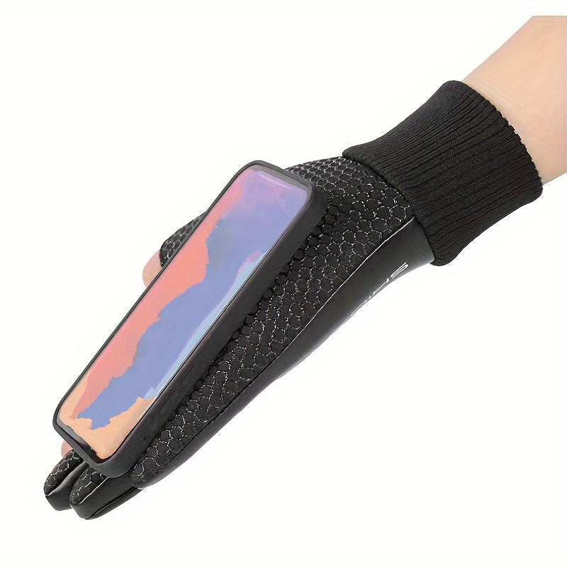 Men's Full Finger Cycling Gloves Autumn/Winter Warm Waterproof PU Leather