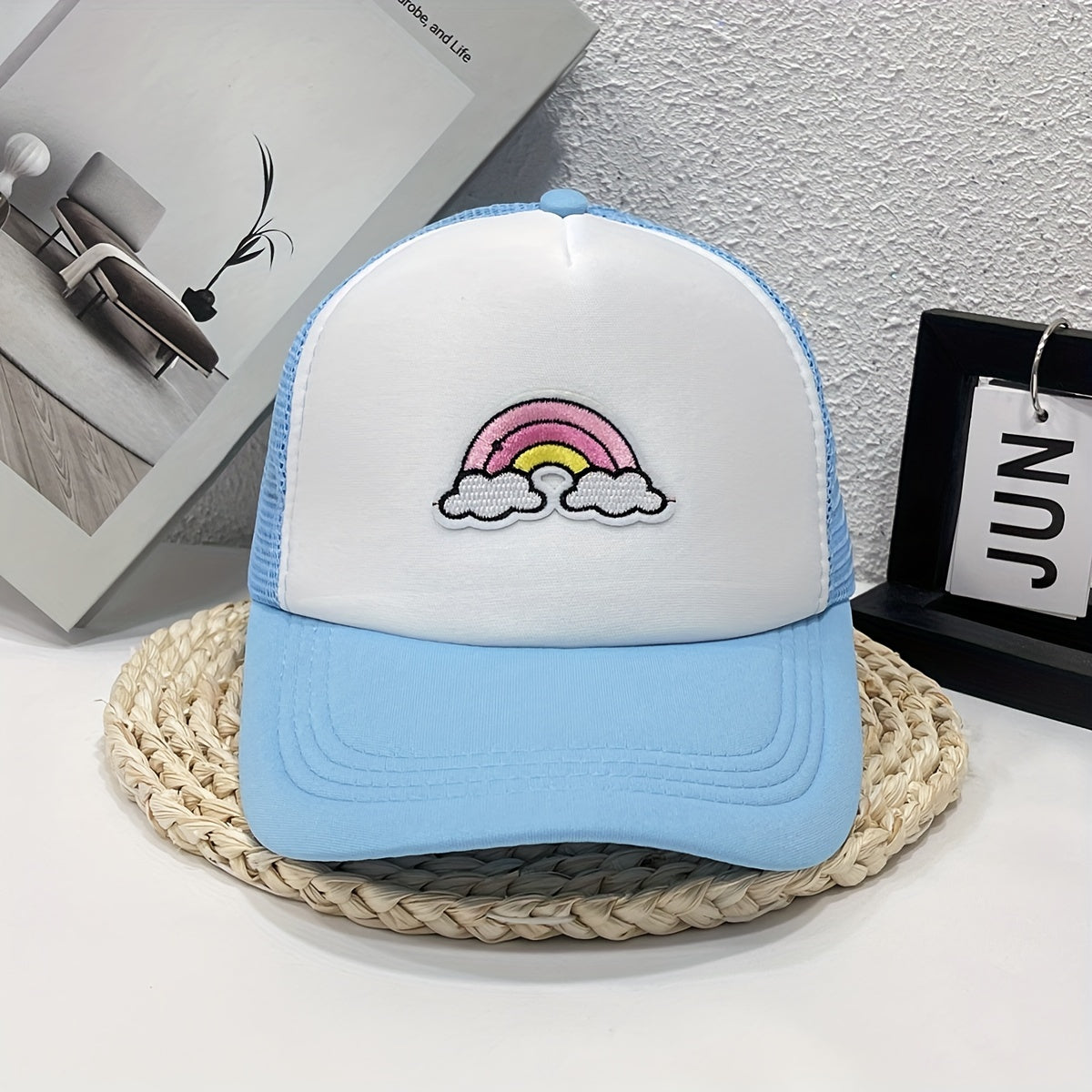 Candy Rainbow Baseball Cap Patch Trucker Hat for Women