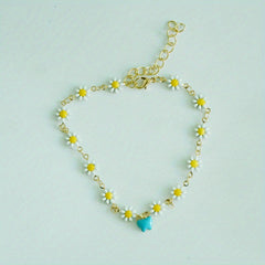 Vintage Daisy Butterfly Pendant Anklet Gift for Girls