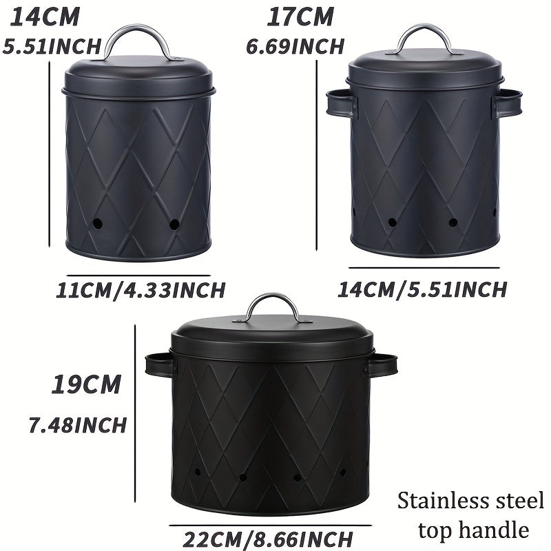 3pcs Set Metal Food Storage Container for Potatoes Onions Bread Coffee Beans