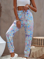 Leopard Print Sports Casual Pants Drawstring Women's Activewear
