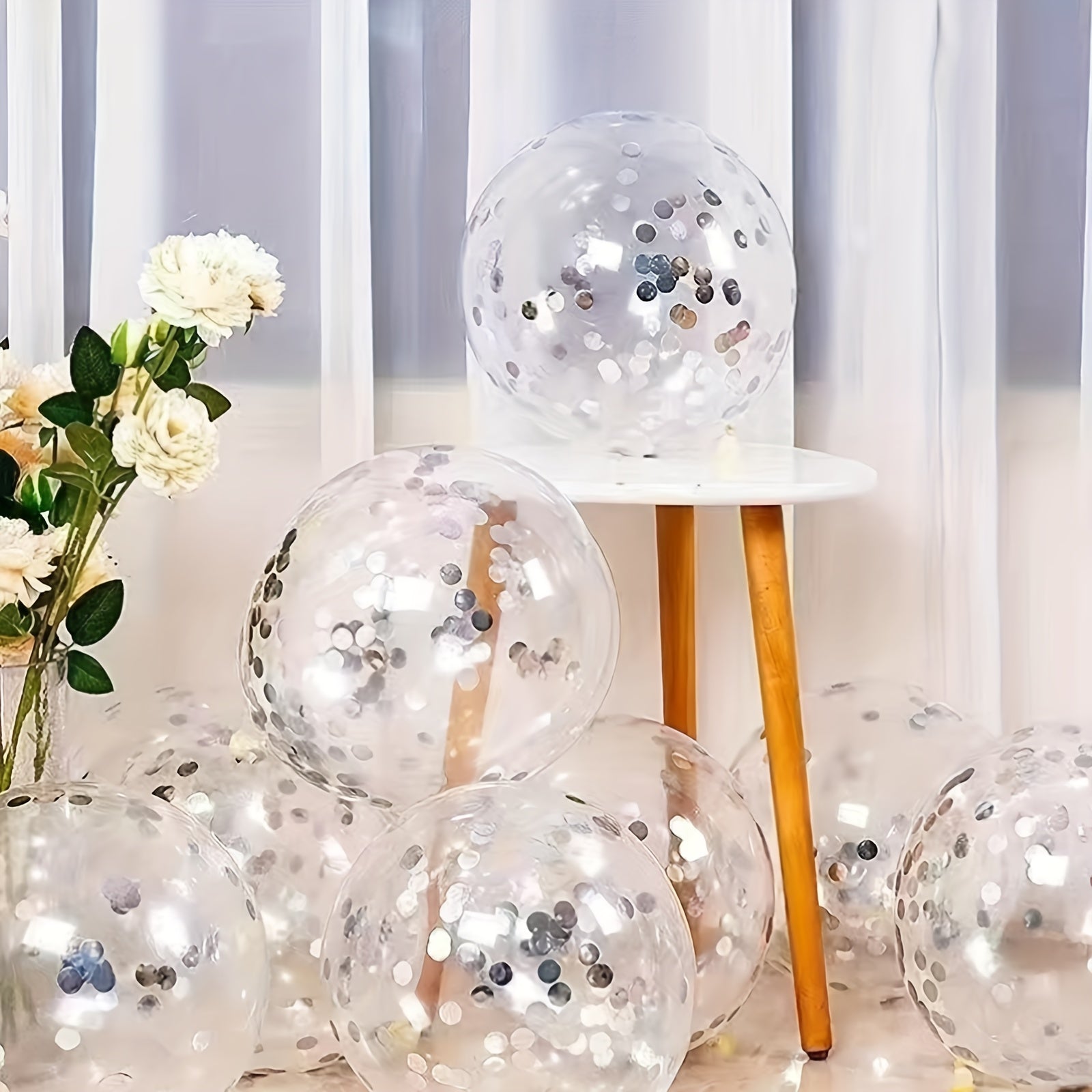 20pcs Silvery Confetti Balloons 12in for Birthday Wedding Party Decoration
