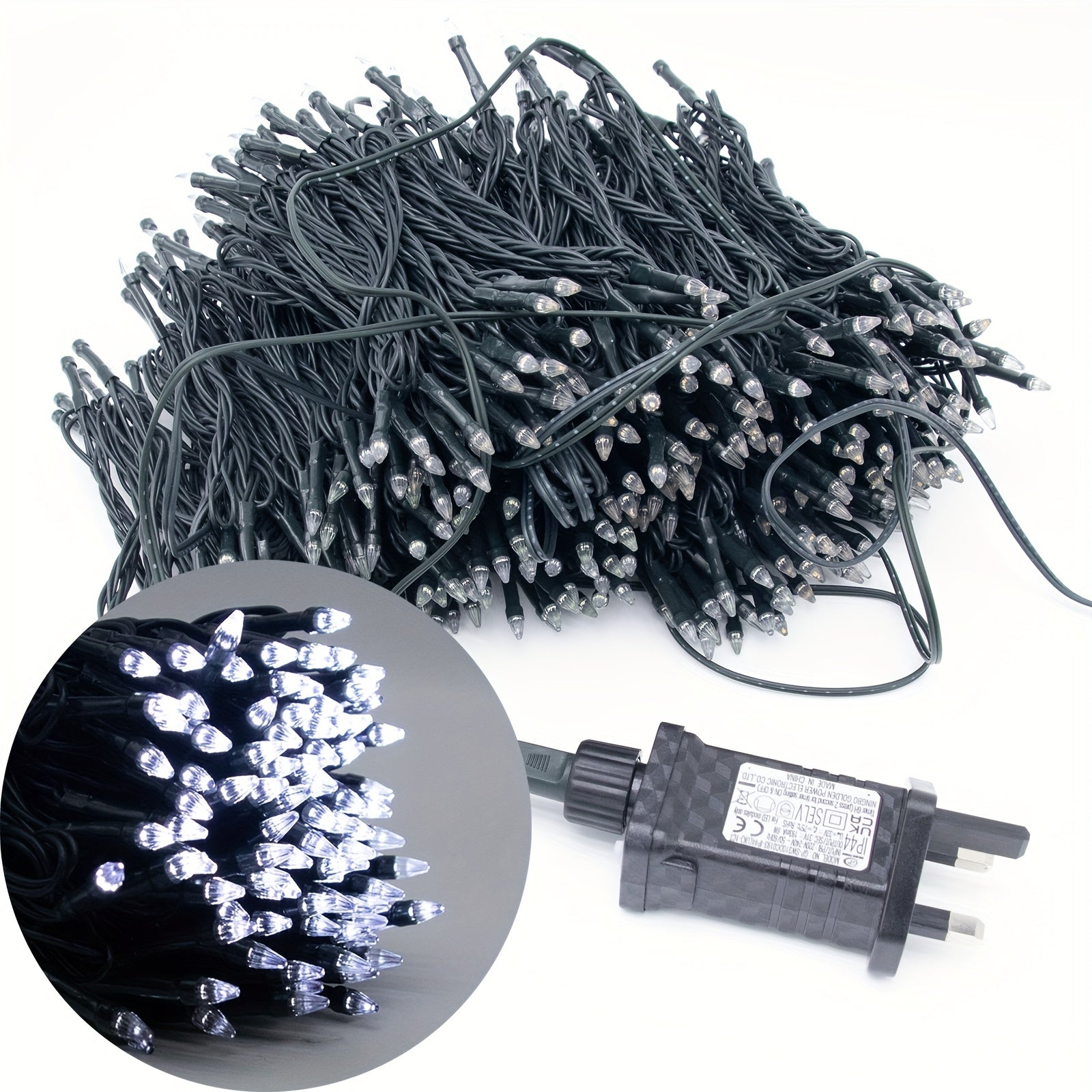 Christmas String Lights 20 12m 200LED Plug End 8 Modes Outdoor Indoor Fairy Ligh