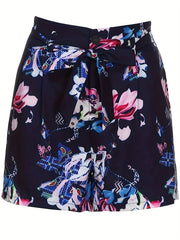 Floral Print Belted Shorts for Spring & Summer