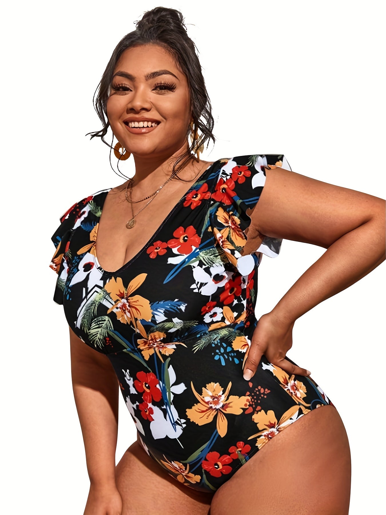 Retro Swimsuit Women's Floral Print One Piece S