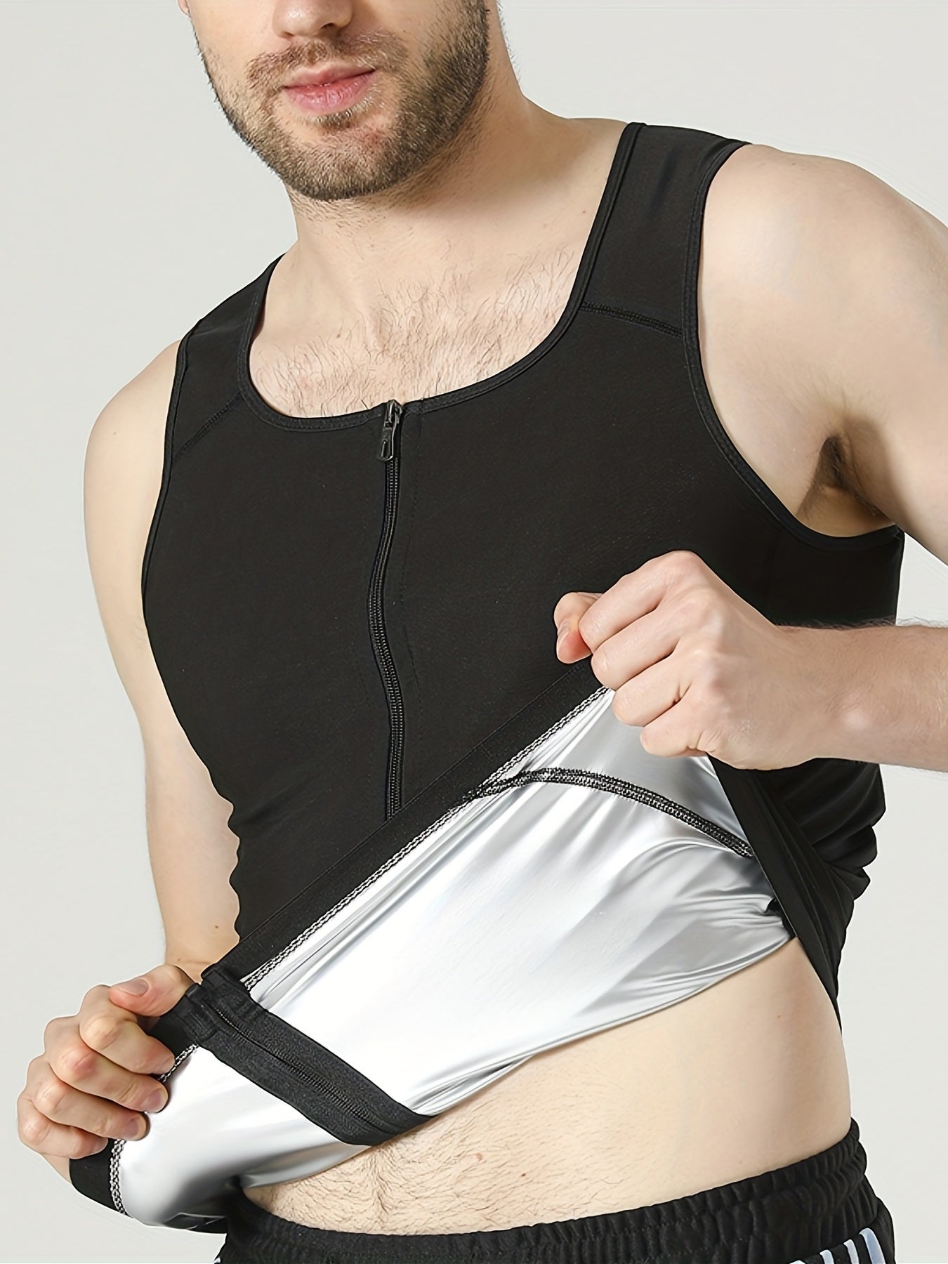 Men's Sauna Sweat Workout Vest Full Zip Body Shapewear
