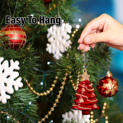 100pcs Christmas Ornament Hangers PreCut Ribbon Hooks with Snap Fastener