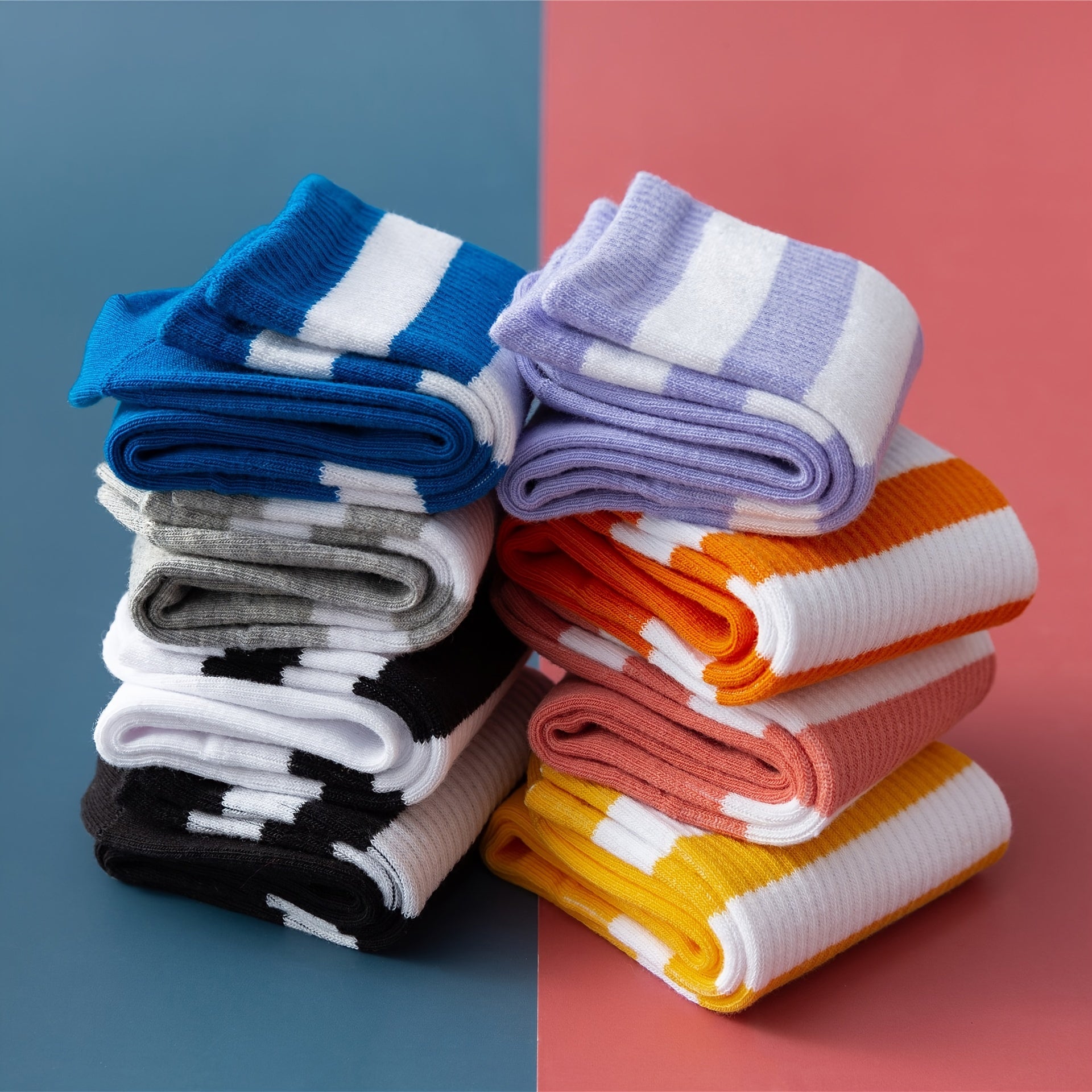 5 Pairs Striped Sports Socks Women's Stockings & Hosiery
