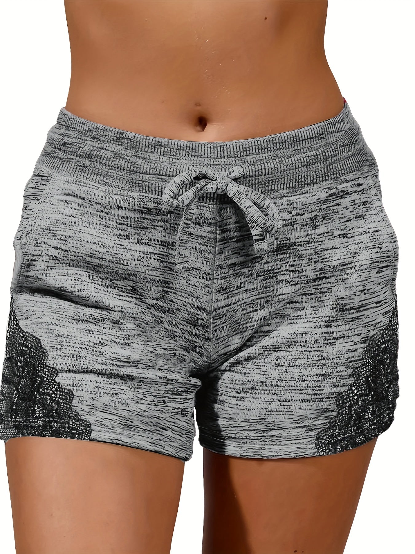 Lace Contrast Summer Loose Shorts Casual Pockets Beach Shorts