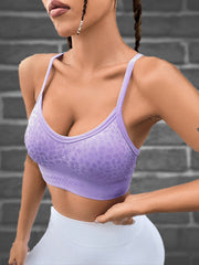 Leopard Print Crop Tank Top Round Neck High Stretch Spaghetti Straps