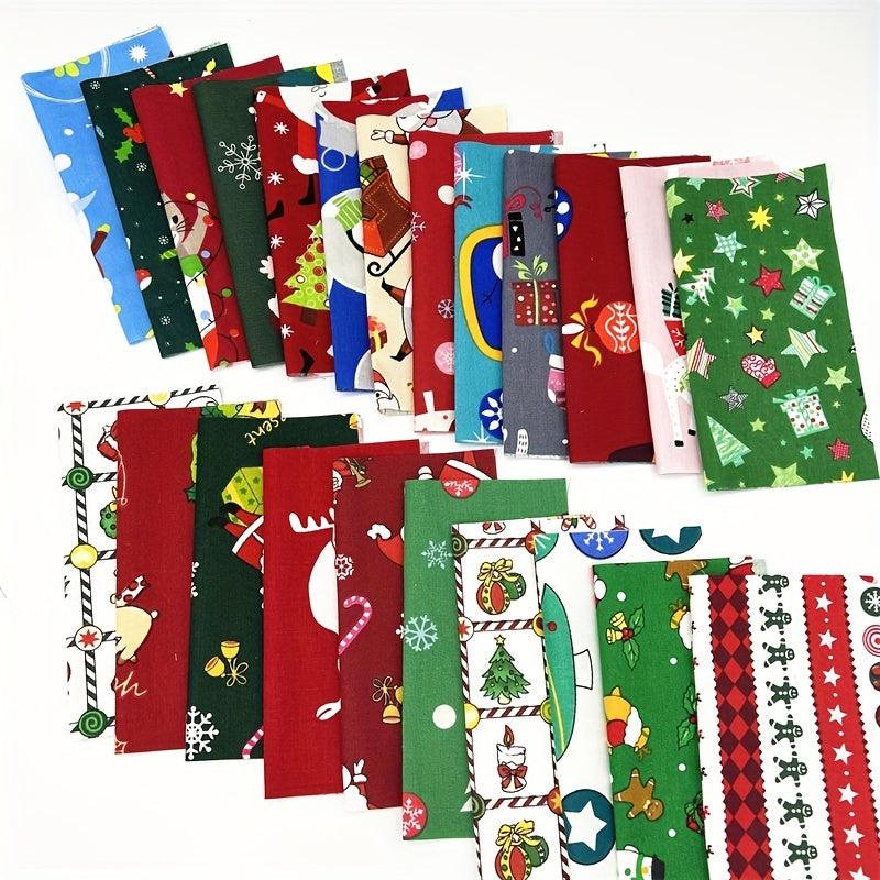 30pcs Christmas Patchwork Fabric Set, Printed Cotton for DIY Sewing Quilting
