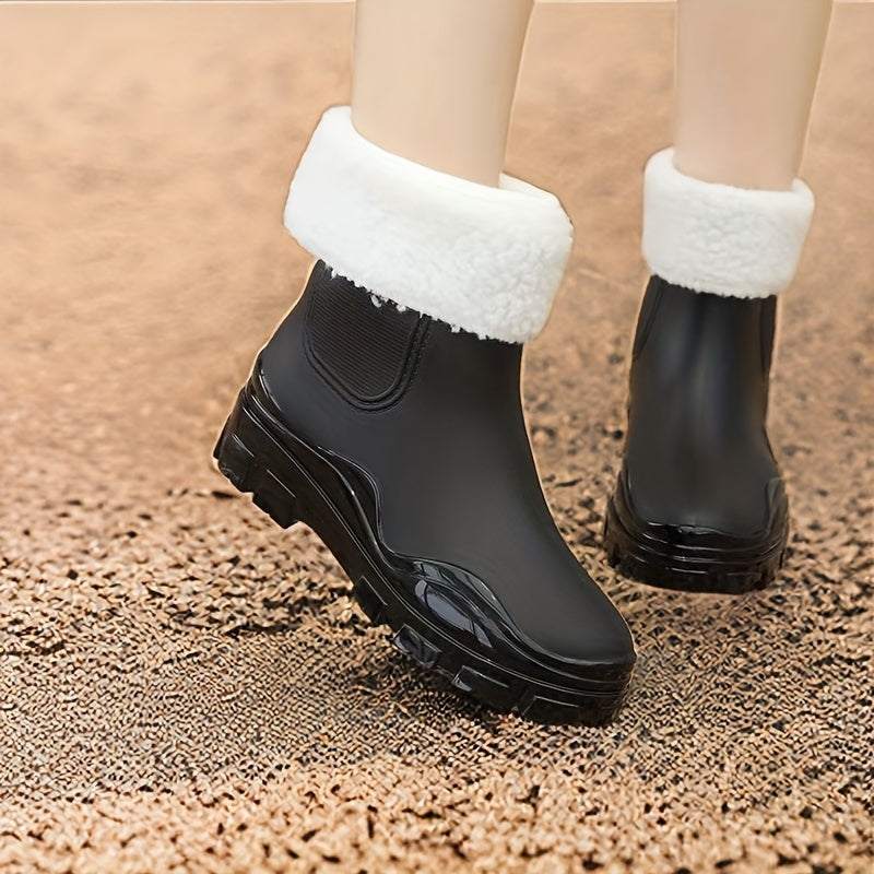 Women's Winter Rain Boots Waterproof Non slip And Fleece Lined