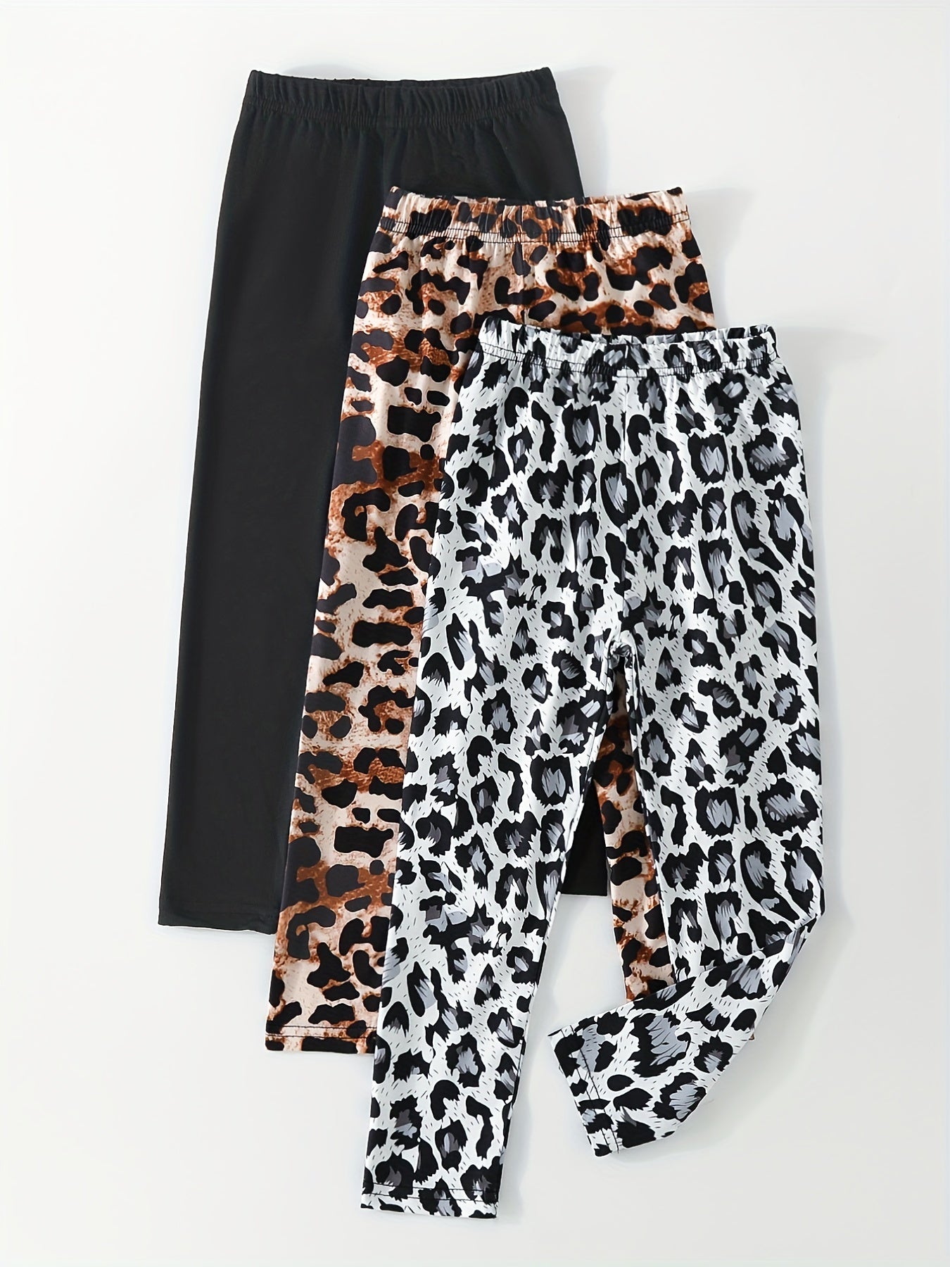 Set of 3 Girls' High Waisted Leopard Leggings Yoga Pants