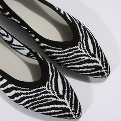 Women's Colorblock Flying Woven Shoes Point Toe Non slip Low Soft Shoes