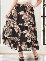 Women's Plus Tropical Print Smock Maxi Skirt