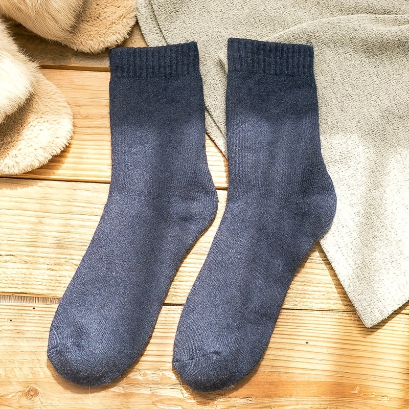 Thick Cotton Wool Mid-calf Socks with Wool Loops for Warmth