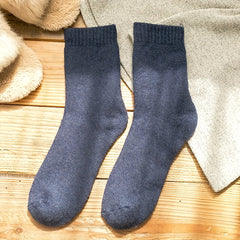 Thick Cotton Wool Mid-calf Socks with Wool Loops for Warmth