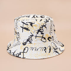 Unisex Letters Print Sunshade Bucket Hat - Outdoor Vacation Travel