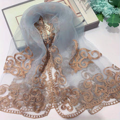 Boho Square Scarf Lace Embroidery Bandana Women Neckerchief Decorative Shawl