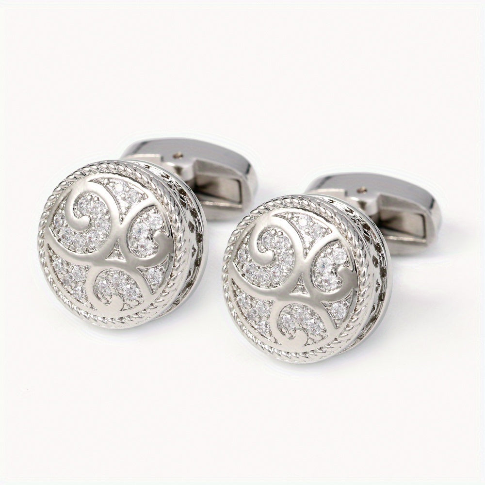 Zircon Inlaid Men's Shirt Cufflinks - Father's Gift