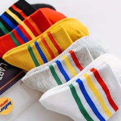 Kids Cartoon Slime Face Colorful Stripes Crew Socks Boys Girls All Seasons