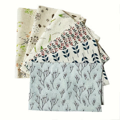 6pcs Plant Series Burlap Fabric for DIY Sewing Craft