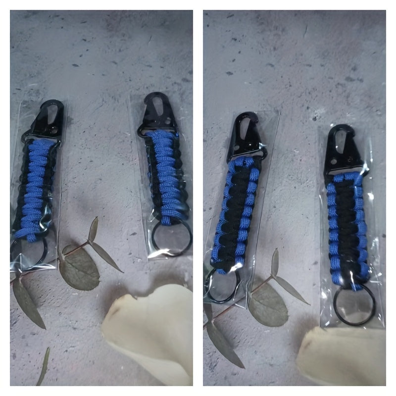 2pcs Zinc Alloy Camping Hook Keychain with Survival Cord String