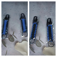 2pcs Zinc Alloy Camping Hook Keychain with Survival Cord String
