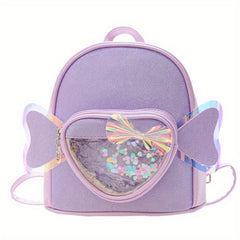 Sequins Love Bow Decor Backpack for Girls