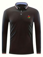 Fruit Print Men's Casual Long Sleeve Polo Shirt