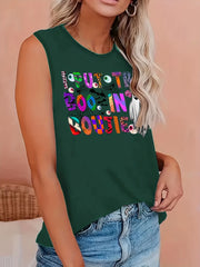 Skull & Letter Print Tank Top