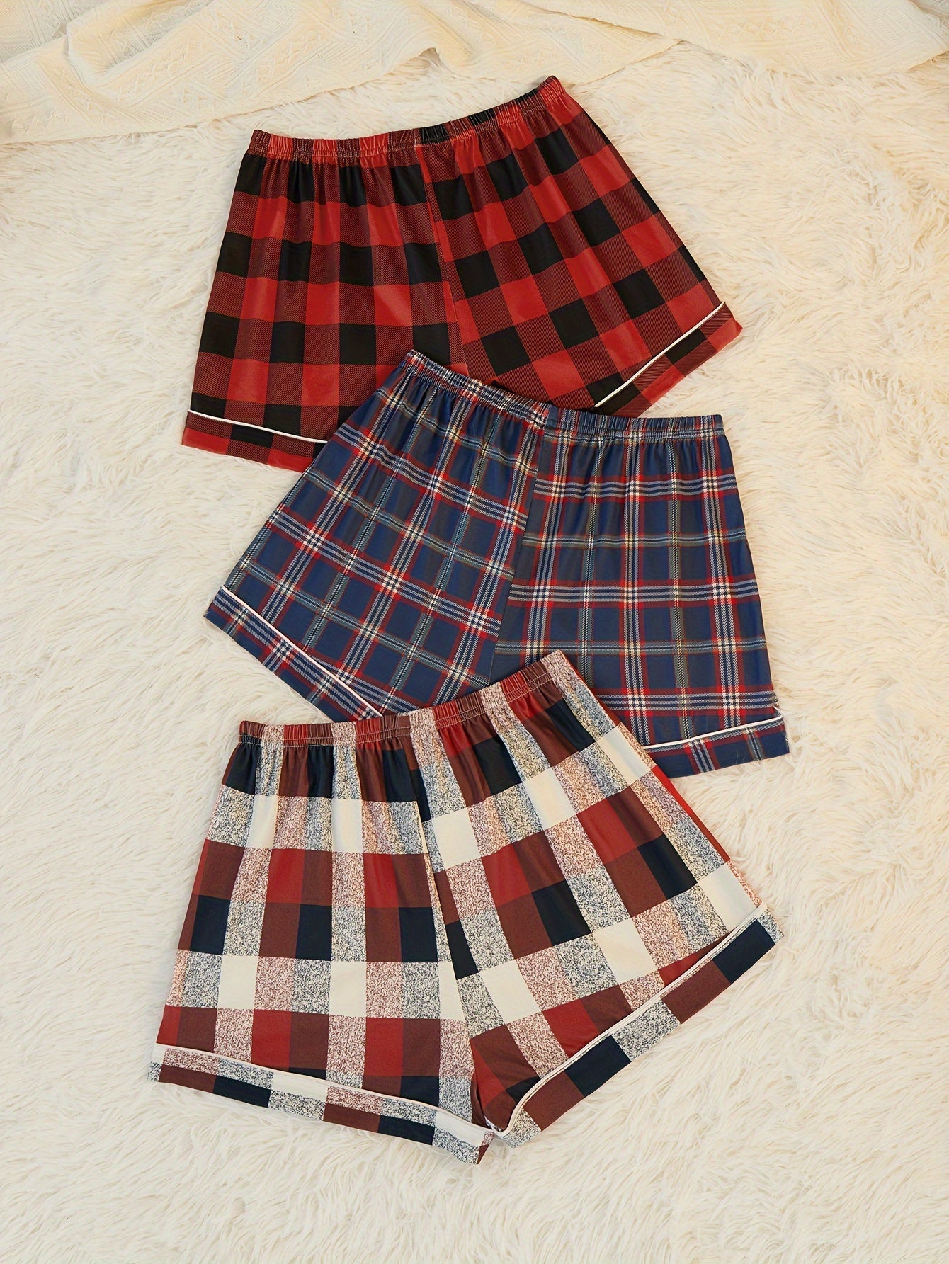 Plaid Sleep Bottoms Christmas Sleep Shorts Women's Sleepwear
