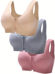 2pcs Wireless Front Buckle Bras Comfy & Breathable Lingerie