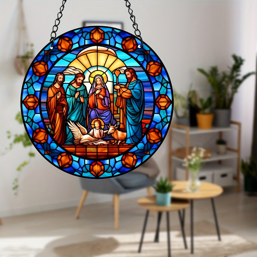 Jesus Stained Acrylic Window Sun Catcher Art Four Seasons Pendant