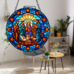 Jesus Stained Acrylic Window Sun Catcher Art Four Seasons Pendant