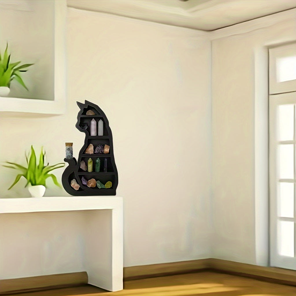 Gothic Crystal Storage Rack Cat Shape Display Shelf