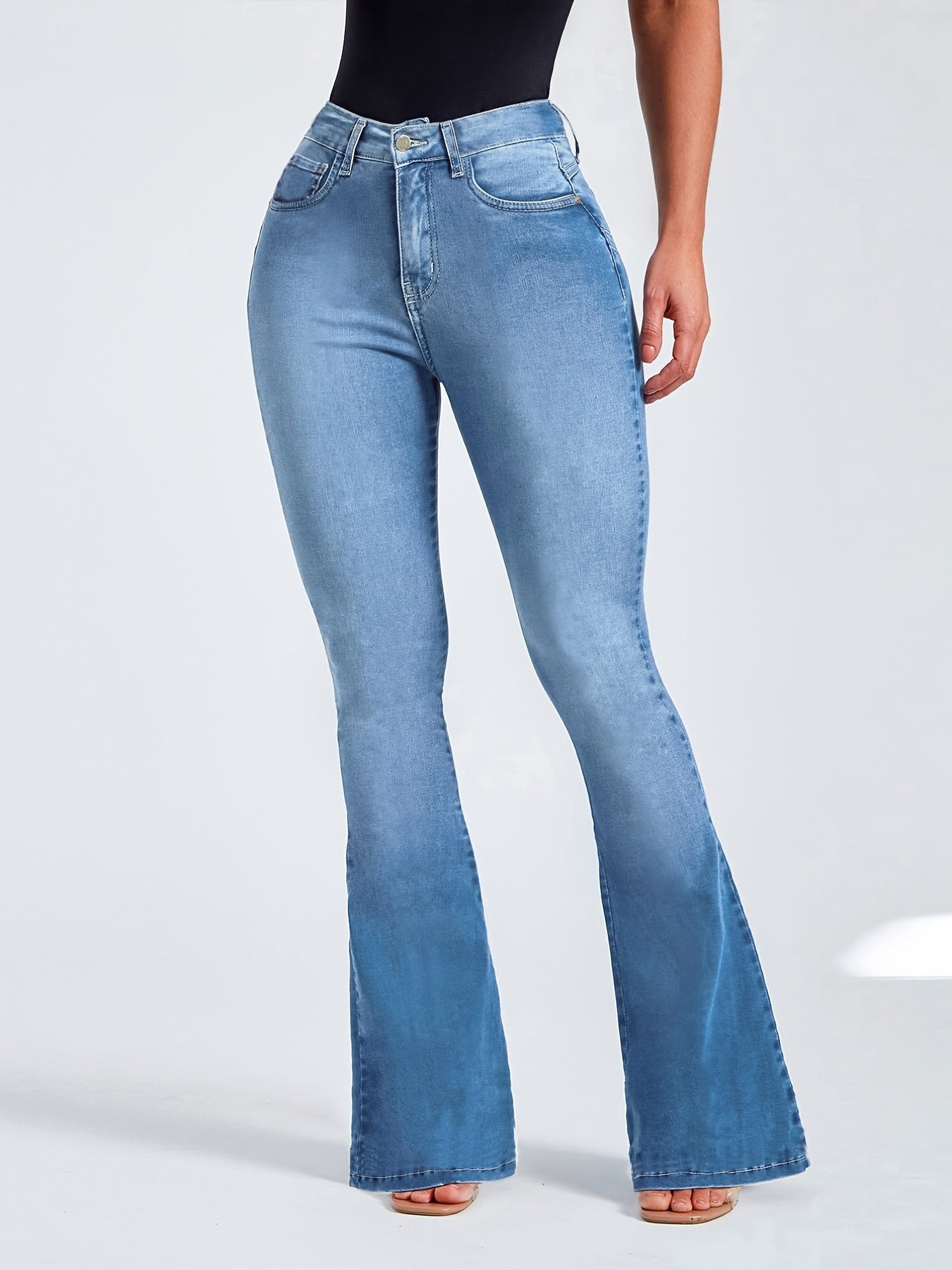 High Rise Skinny Bell Bottoms Flared Jean Pants