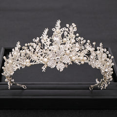 Silvery Crystal Flower Crown Wedding Headband Bride Tiara Headdress