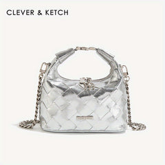 Versatile Chain Handbag for Women with Woven Dumpling Design