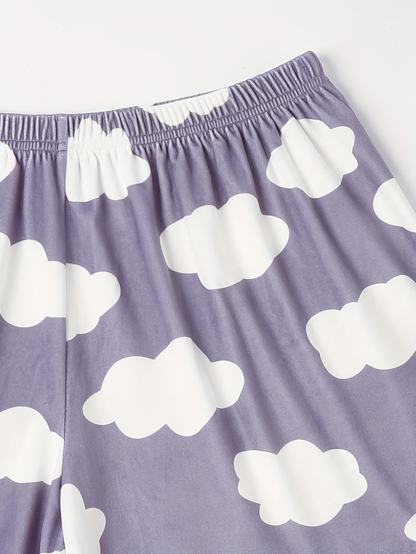 Cloud Print Flannel Loungewear Shorts