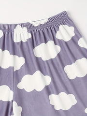 Cloud Print Flannel Loungewear Shorts