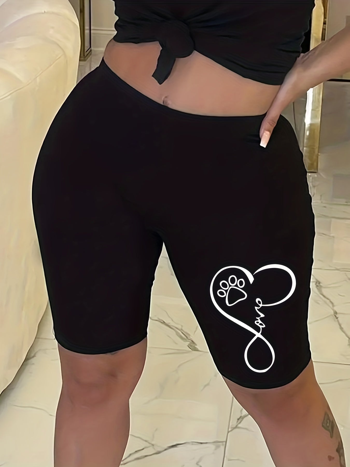High Waist Biker Shorts Solid Sporty Yoga Casual Women's Clothing