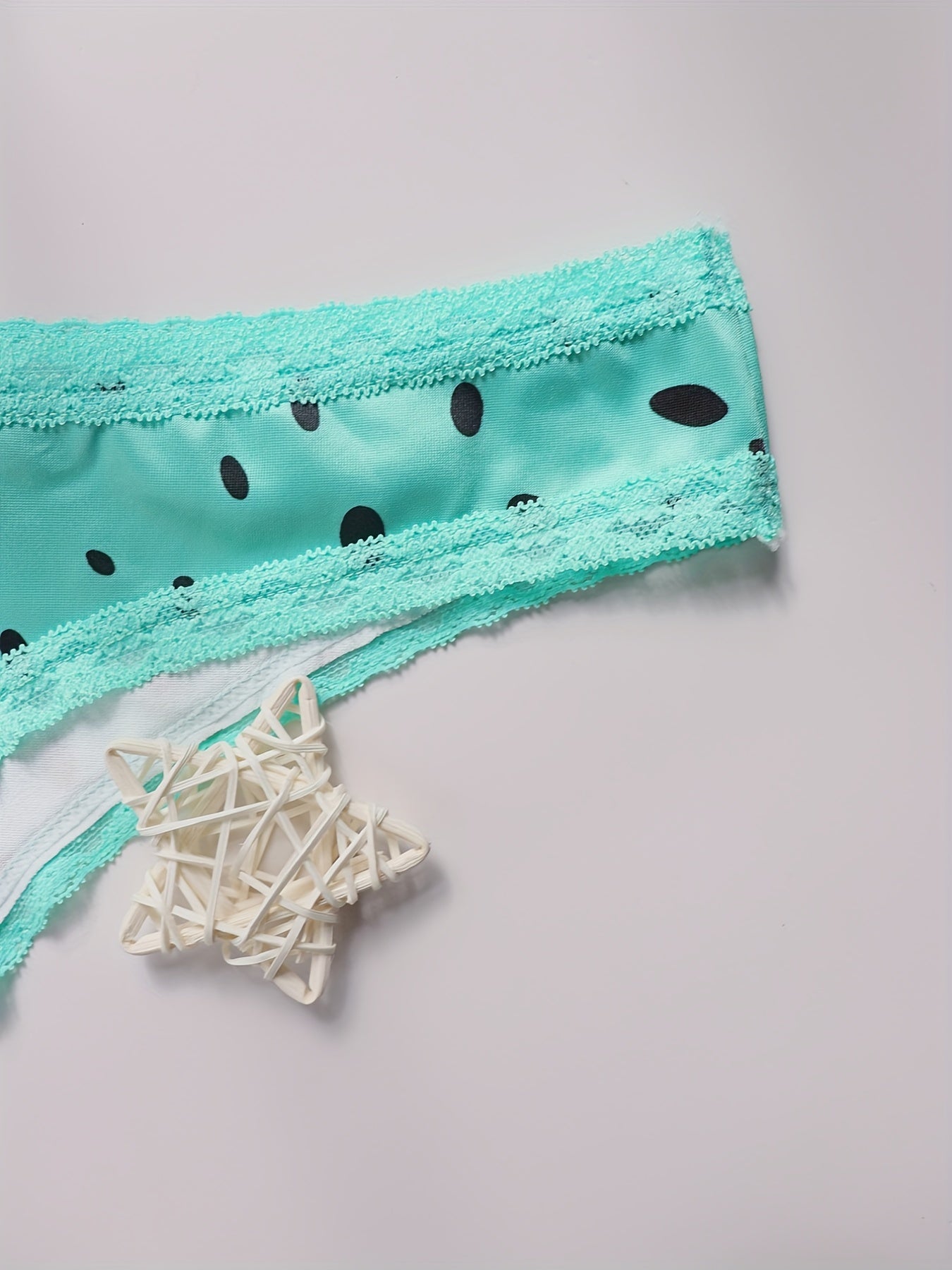 Dot Print Lace Trim Hipster Underwear