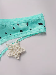Dot Print Lace Trim Hipster Underwear