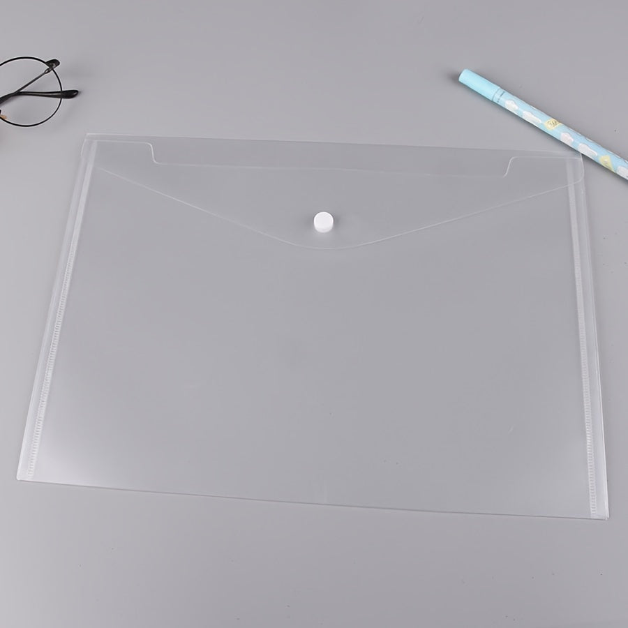 A4 Transparent Button File Bag Waterproof Plastic Thickened Office Bag