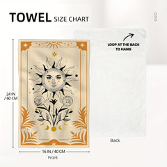 2pcs Sun Celestial Pattern Dish Cloth Hand Towels Soft Absorbent