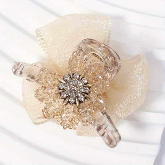 Crystal Daisy Hair Claw Rhinestone Ponytail Holder