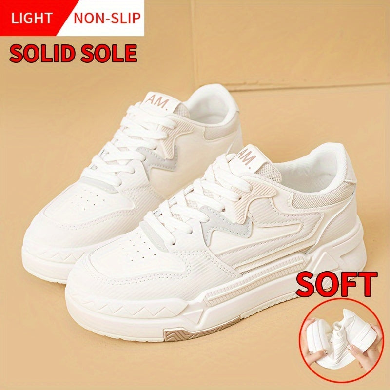 Women's Lace-Up Platform Sneakers Breathable Low Skate Shoes