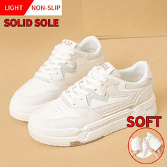Women's Lace-Up Platform Sneakers Breathable Low Skate Shoes